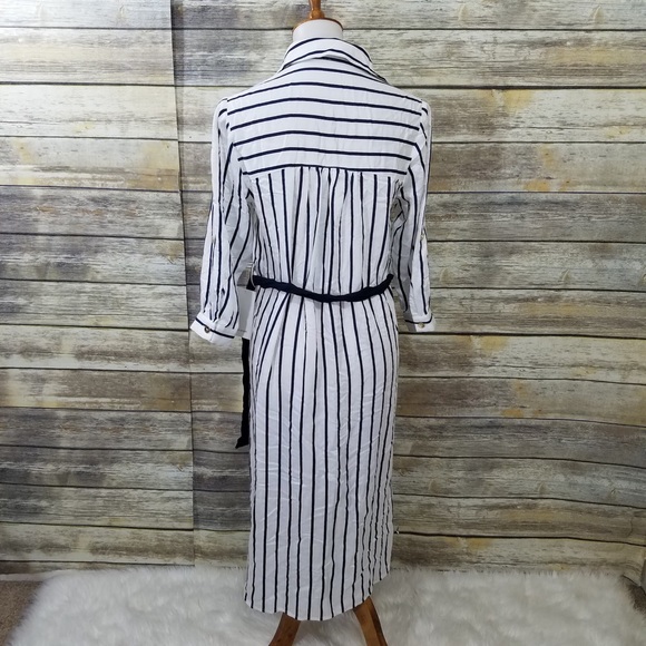 NWT Zara Black White Striped Shirt Dress - Picture 8 of 8